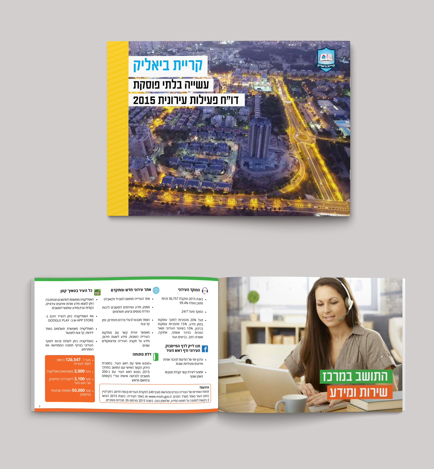 עיצוב חוברת דוח לתושב 2015 עבור עיריית קרית ביאליק
