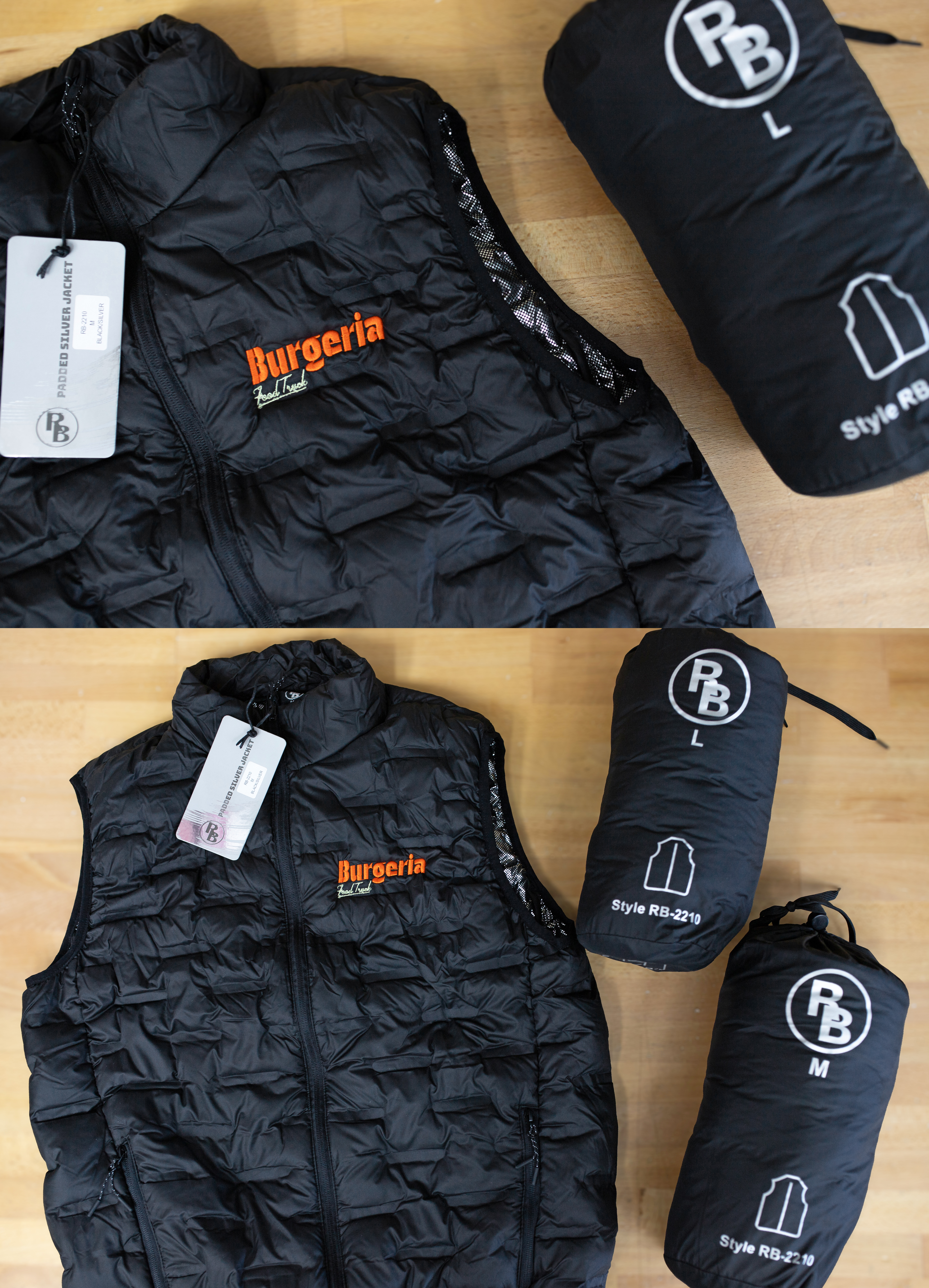 רקמה על מעיל אפוד (ללא שרוולים), רקמת לוגו בורגריה