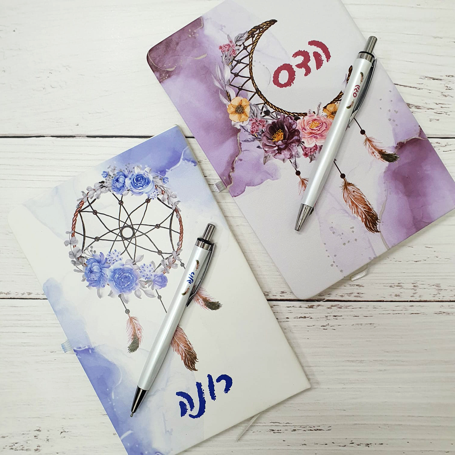 הדפסת מחברות ועטים בעיצוב לוכד חלומות